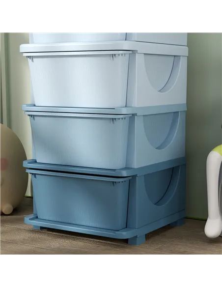 HOMCOM Four-Tier Kids Storage Boxes, with Four Drawers - Blue