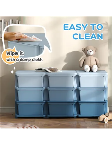 HOMCOM Kids Storage Unit, with Nine Drawers - Blue