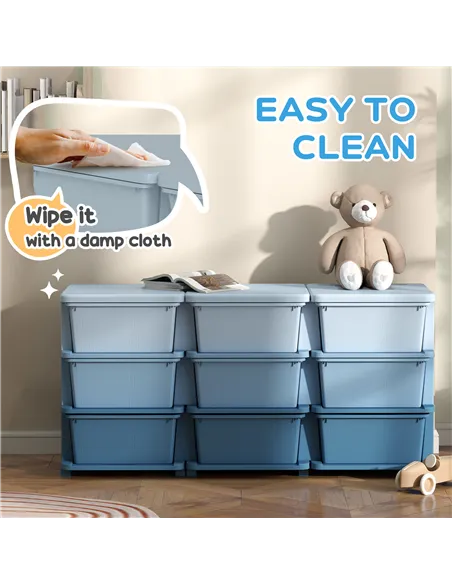 HOMCOM Kids Storage Unit, with Nine Drawers - Blue