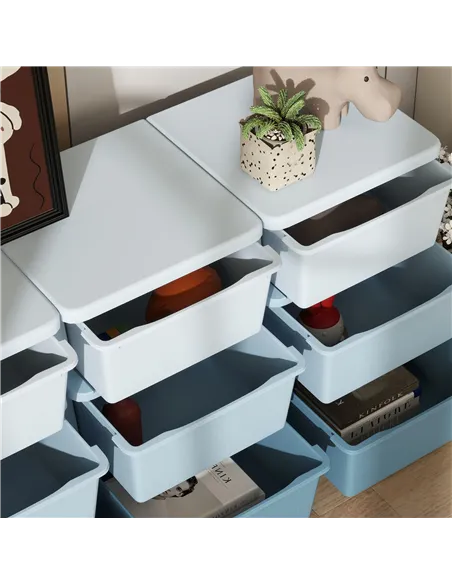 HOMCOM Kids Storage Unit, with Nine Drawers - Blue