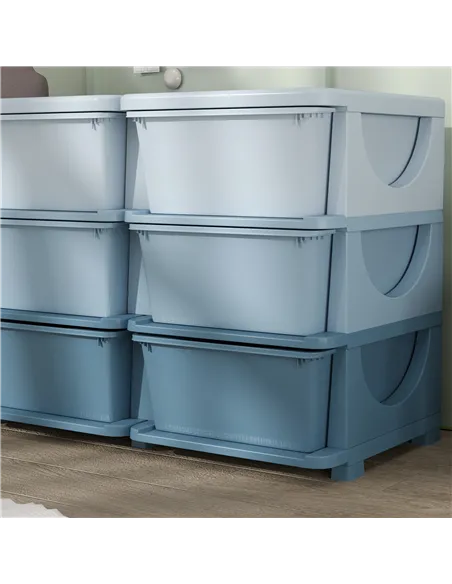 HOMCOM Kids Storage Unit, with Nine Drawers - Blue