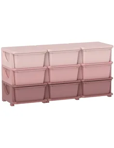 HOMCOM Kids Storage Unit, with Nine Drawers - Pink