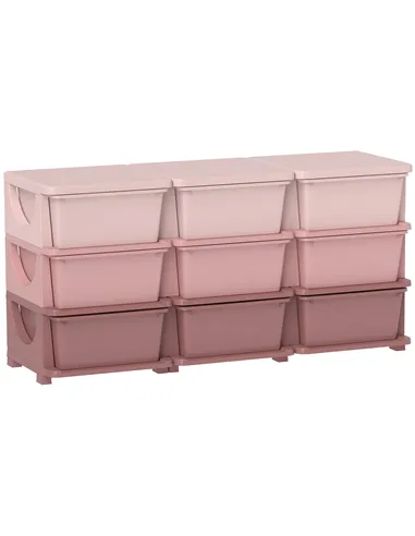 HOMCOM Kids Storage Unit, with Nine Drawers - Pink