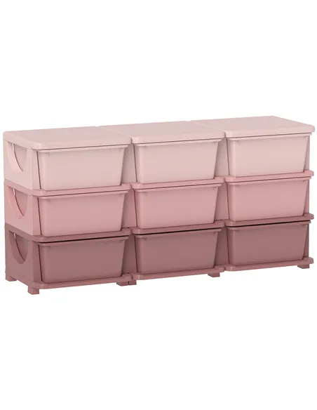 HOMCOM Kids Storage Unit, with Nine Drawers - Pink