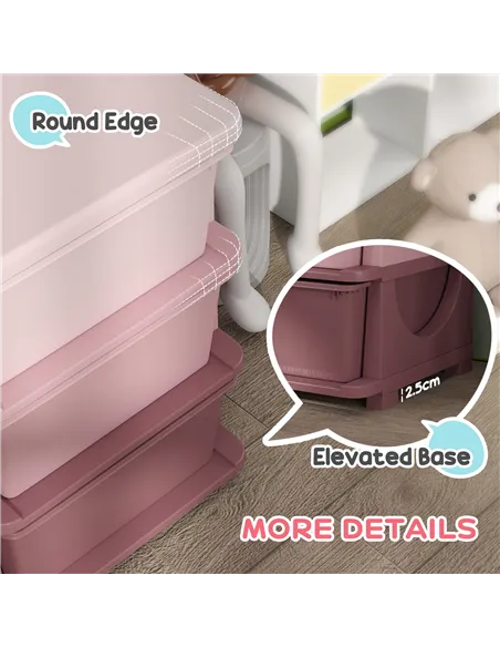 HOMCOM Kids Storage Unit, with Nine Drawers - Pink