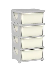 HOMCOM Four-Tier Kids Storage Boxes, with Four Drawers - White