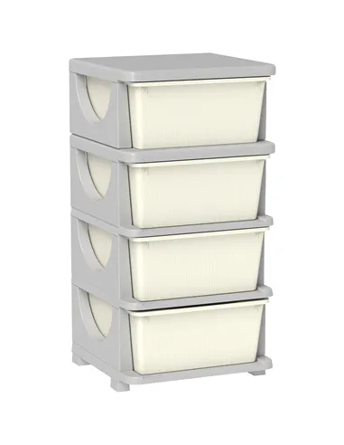 HOMCOM Four-Tier Kids Storage Boxes, with Four Drawers - White
