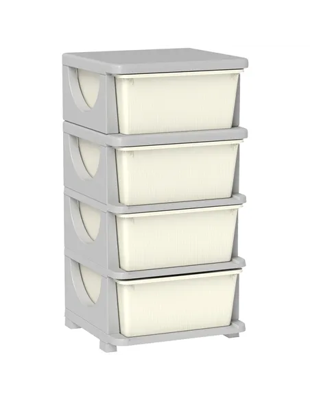HOMCOM Four-Tier Kids Storage Boxes, with Four Drawers - White