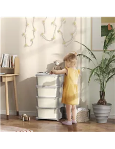 HOMCOM Four-Tier Kids Storage Boxes, with Four Drawers - White 2