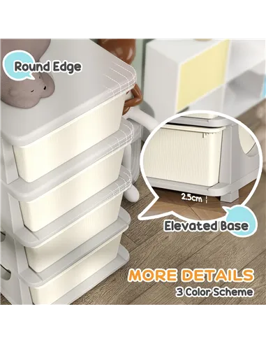 HOMCOM Four-Tier Kids Storage Boxes, with Four Drawers - White