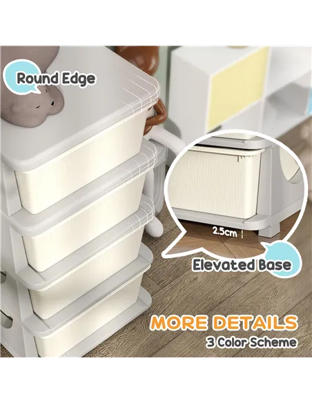 HOMCOM Four-Tier Kids Storage Boxes, with Four Drawers - White