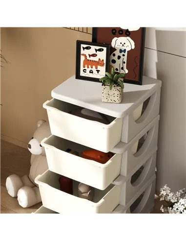 HOMCOM Four-Tier Kids Storage Boxes, with Four Drawers - White