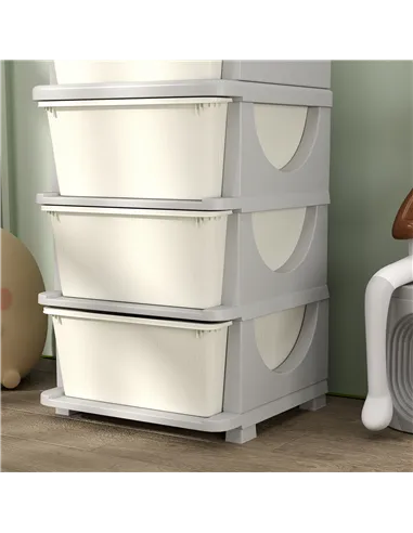 HOMCOM Four-Tier Kids Storage Boxes, with Four Drawers - White