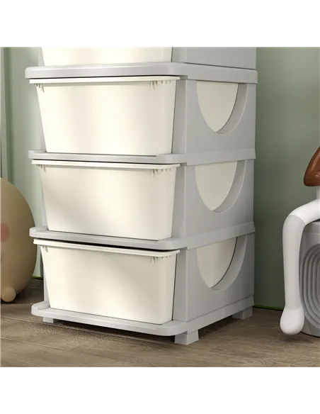 HOMCOM Four-Tier Kids Storage Boxes, with Four Drawers - White