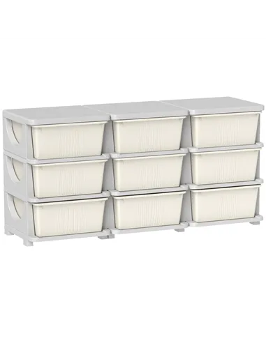 HOMCOM Kids Storage Unit, with Nine Drawers - Cream