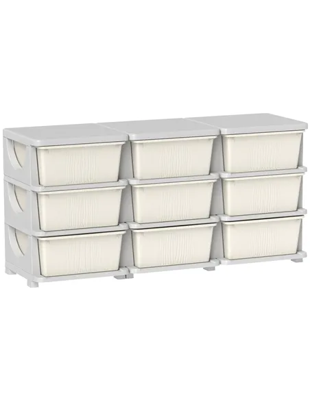 HOMCOM Kids Storage Unit, with Nine Drawers - Cream