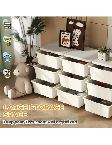 HOMCOM Kids Storage Unit, with Nine Drawers - Cream