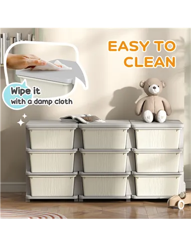 HOMCOM Kids Storage Unit, with Nine Drawers - Cream