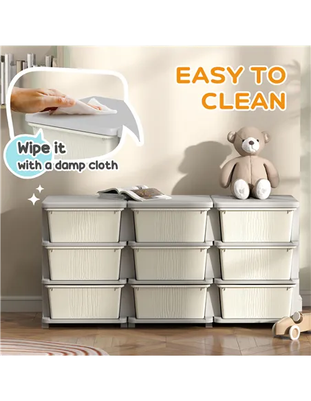 HOMCOM Kids Storage Unit, with Nine Drawers - Cream
