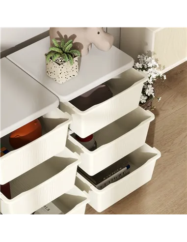HOMCOM Kids Storage Unit, with Nine Drawers - Cream