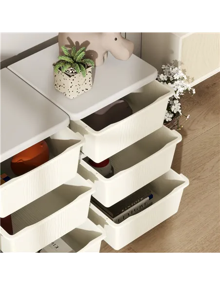 HOMCOM Kids Storage Unit, with Nine Drawers - Cream