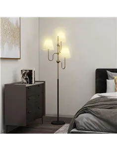 HOMCOM Floor Lamp, 165 cm Tall Standing Lamp with 3 Light and Foot Switch for Living Room, Bedroom, Bedside, Office, E27 Base Wi 2