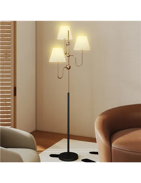 HOMCOM Floor Lamp, 165 cm Tall Standing Lamp with 3 Light and Foot Switch for Living Room, Bedroom, Bedside, Office, E27 Base Wi