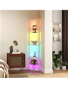 HOMCOM RGB LED Floor Lamp with Shelves, 5-Tier Dimmable Standing Lamp with Adjustable Brightness and Remote Control, Modern Corn 2