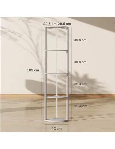 HOMCOM RGB LED Floor Lamp with Shelves, 5-Tier Dimmable Standing Lamp with Adjustable Brightness and Remote Control, Modern Corn