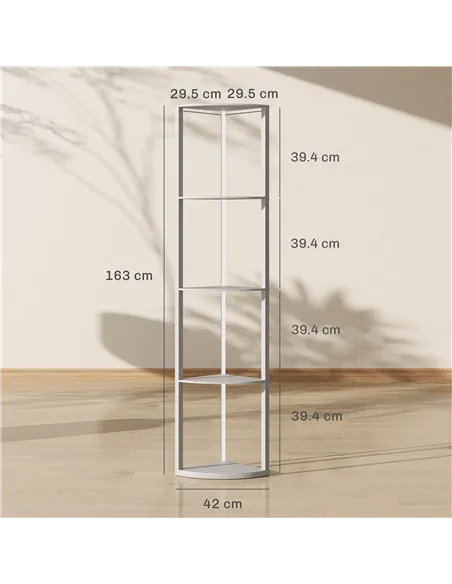 HOMCOM RGB LED Floor Lamp with Shelves, 5-Tier Dimmable Standing Lamp with Adjustable Brightness and Remote Control, Modern Corn