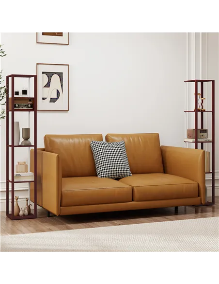 HOMCOM RGB LED Floor Lamp with Shelves, Modern Dimmable Standing Lamp with Remote Control, Adjustable Brightness & Speed for Liv