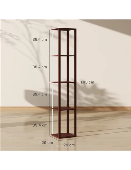 HOMCOM RGB LED Floor Lamp with Shelves, Modern Dimmable Standing Lamp with Remote Control, Adjustable Brightness & Speed for Liv