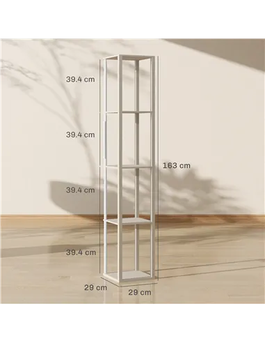 HOMCOM RGB LED Floor Lamp with Shelves, Modern Dimmable Standing Lamp with Remote Control, Adjustable Brightness & Speed for Liv