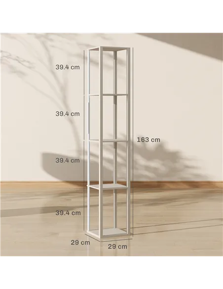 HOMCOM RGB LED Floor Lamp with Shelves, Modern Dimmable Standing Lamp with Remote Control, Adjustable Brightness & Speed for Liv