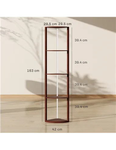 HOMCOM RGB Standing Lamp with Shelves, 4-Tier LED Floor Lamp with Multiple Lighting Modes, Brown