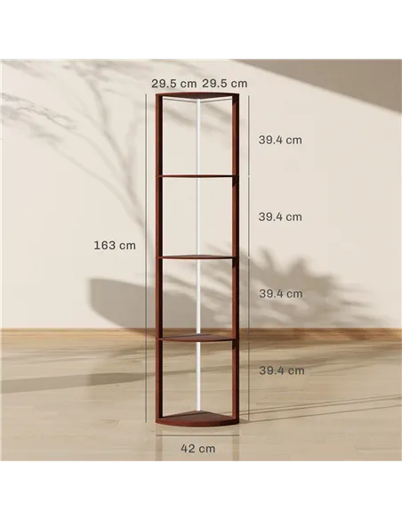 HOMCOM RGB Standing Lamp with Shelves, 4-Tier LED Floor Lamp with Multiple Lighting Modes, Brown