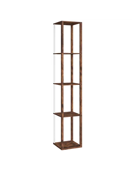 HOMCOM RGB LED Floor Lamp with Shelves, Modern Dimmable Standing Lamp with Remote Control, Adjustable Brightness & Speed for Liv