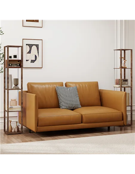 HOMCOM RGB LED Floor Lamp with Shelves, Modern Dimmable Standing Lamp with Remote Control, Adjustable Brightness & Speed for Liv