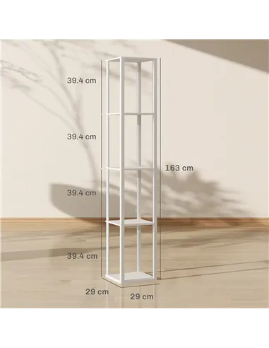 HOMCOM RGB LED Floor Lamp with Shelves, Modern Dimmable Standing Lamp with Remote Control, Adjustable Brightness & Speed for Liv