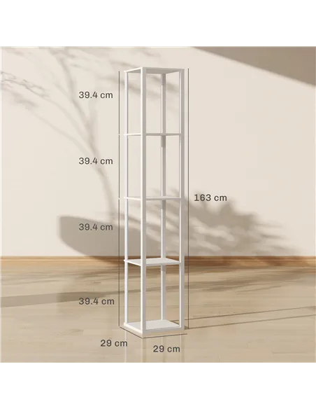 HOMCOM RGB LED Floor Lamp with Shelves, Modern Dimmable Standing Lamp with Remote Control, Adjustable Brightness & Speed for Liv