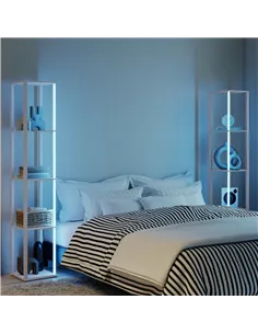 HOMCOM RGB LED Floor Lamp with Shelves, Modern Dimmable Standing Lamp with Remote Control, Adjustable Brightness & Speed for Liv 2