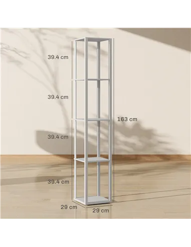 HOMCOM RGB LED Floor Lamp with Shelves, Modern Dimmable Standing Lamp with Remote Control, Adjustable Brightness & Speed for Liv