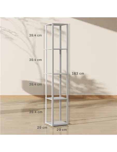 HOMCOM RGB LED Floor Lamp with Shelves, Modern Dimmable Standing Lamp with Remote Control, Adjustable Brightness & Speed for Liv