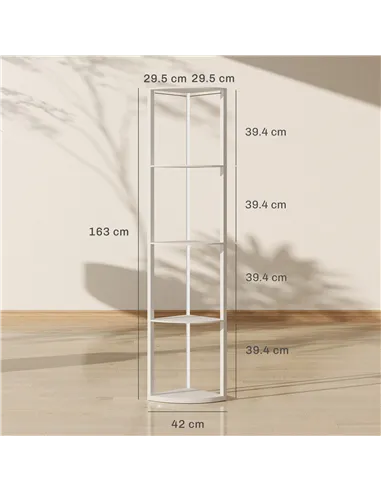 HOMCOM RGB LED Floor Lamp with Shelves, 5-Tier Dimmable Standing Lamp with Adjustable Brightness and Remote Control, Modern Corn