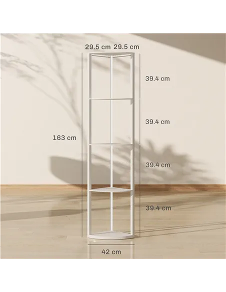 HOMCOM RGB LED Floor Lamp with Shelves, 5-Tier Dimmable Standing Lamp with Adjustable Brightness and Remote Control, Modern Corn