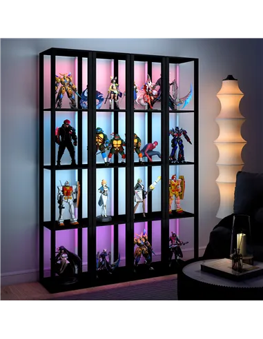 HOMCOM RGB LED Floor Lamp with Shelves, Modern Dimmable Standing Lamp with Remote Control, Adjustable Brightness & Speed for Liv