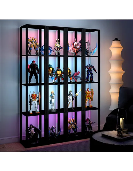 HOMCOM RGB LED Floor Lamp with Shelves, Modern Dimmable Standing Lamp with Remote Control, Adjustable Brightness & Speed for Liv