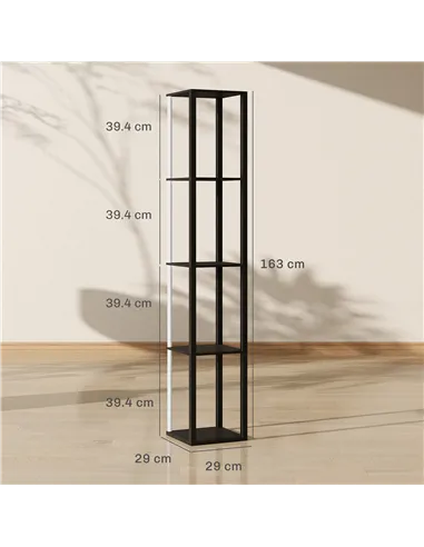 HOMCOM RGB LED Floor Lamp with Shelves, Modern Dimmable Standing Lamp with Remote Control, Adjustable Brightness & Speed for Liv