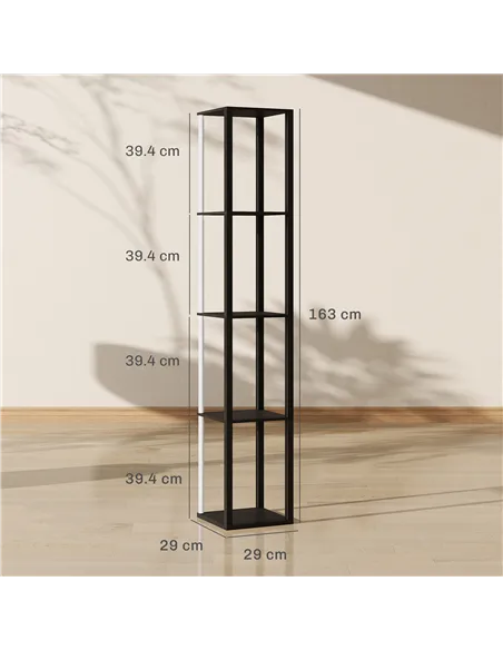 HOMCOM RGB LED Floor Lamp with Shelves, Modern Dimmable Standing Lamp with Remote Control, Adjustable Brightness & Speed for Liv