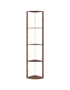 HOMCOM RGB Standing Lamp with Shelves, 4-Tier LED Floor Lamp with Multiple Lighting Modes, Rustic Brown